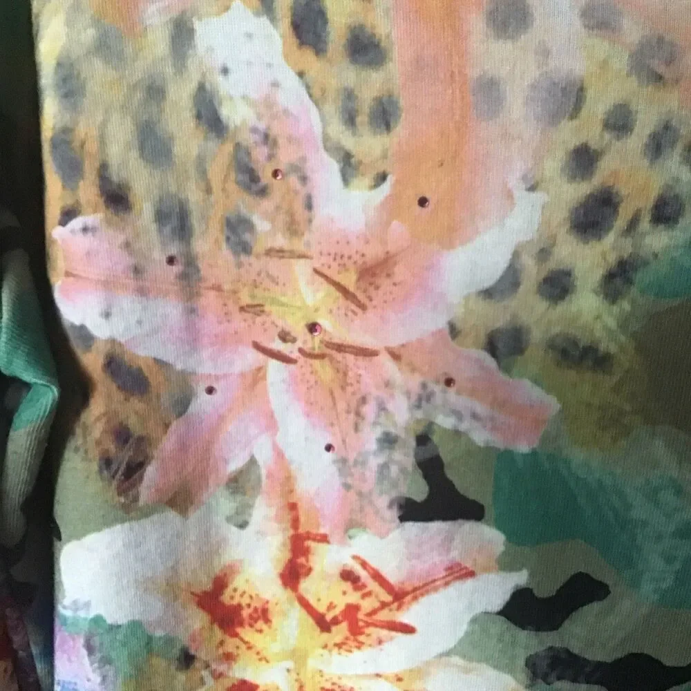 Impulse California Top XL Multicolored Floral Long Sleeve Scoop Neck - Picture 3 of 7